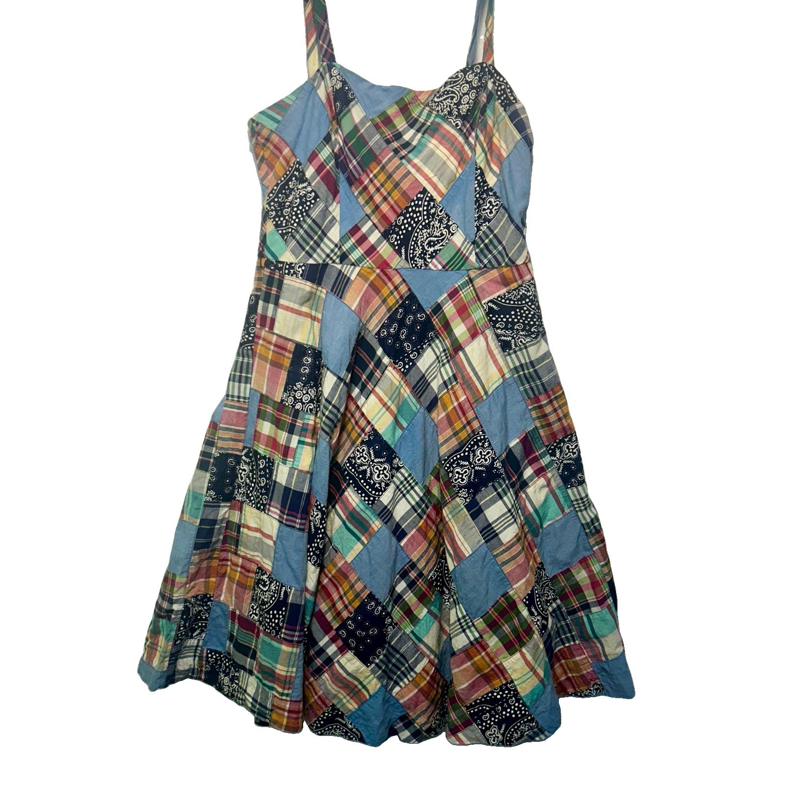 Vintage American Living Madres Patchwork Sundress 100% Cotton Size 10