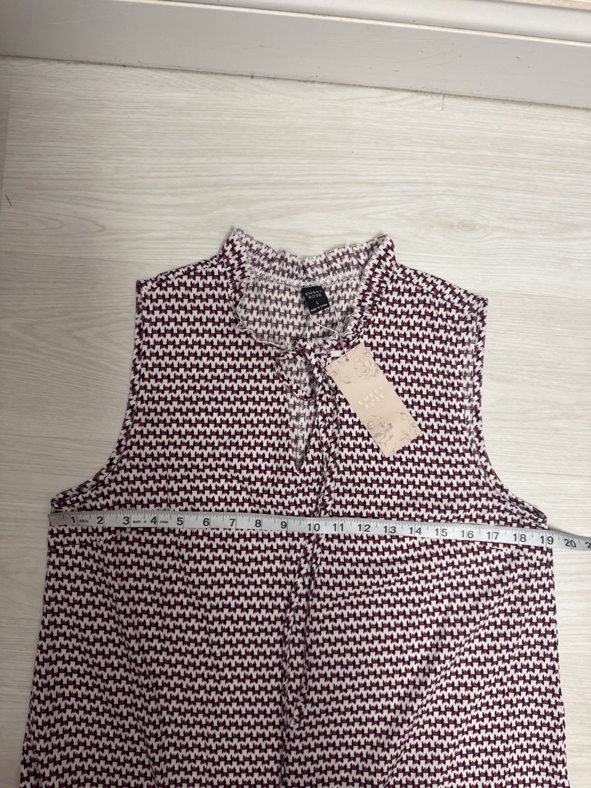 NWT Emery Rose Pink & Tan Patterned Tunic Dress L Double Frilled Hem