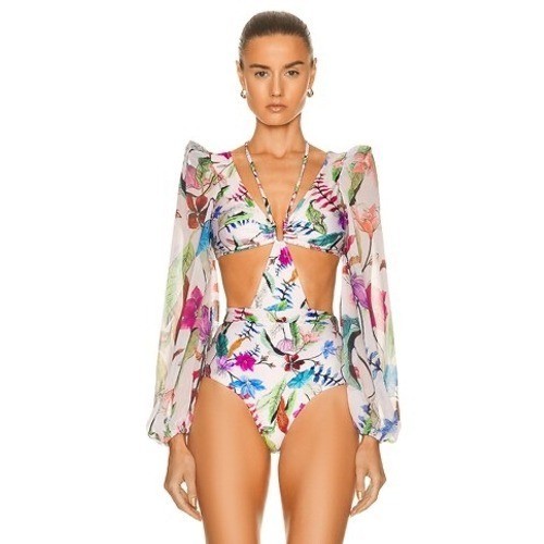 PatBO Zamia Floral Cut Out Bodysuit & Fringe Pareo Skirt Set US L/6 Beach Dress