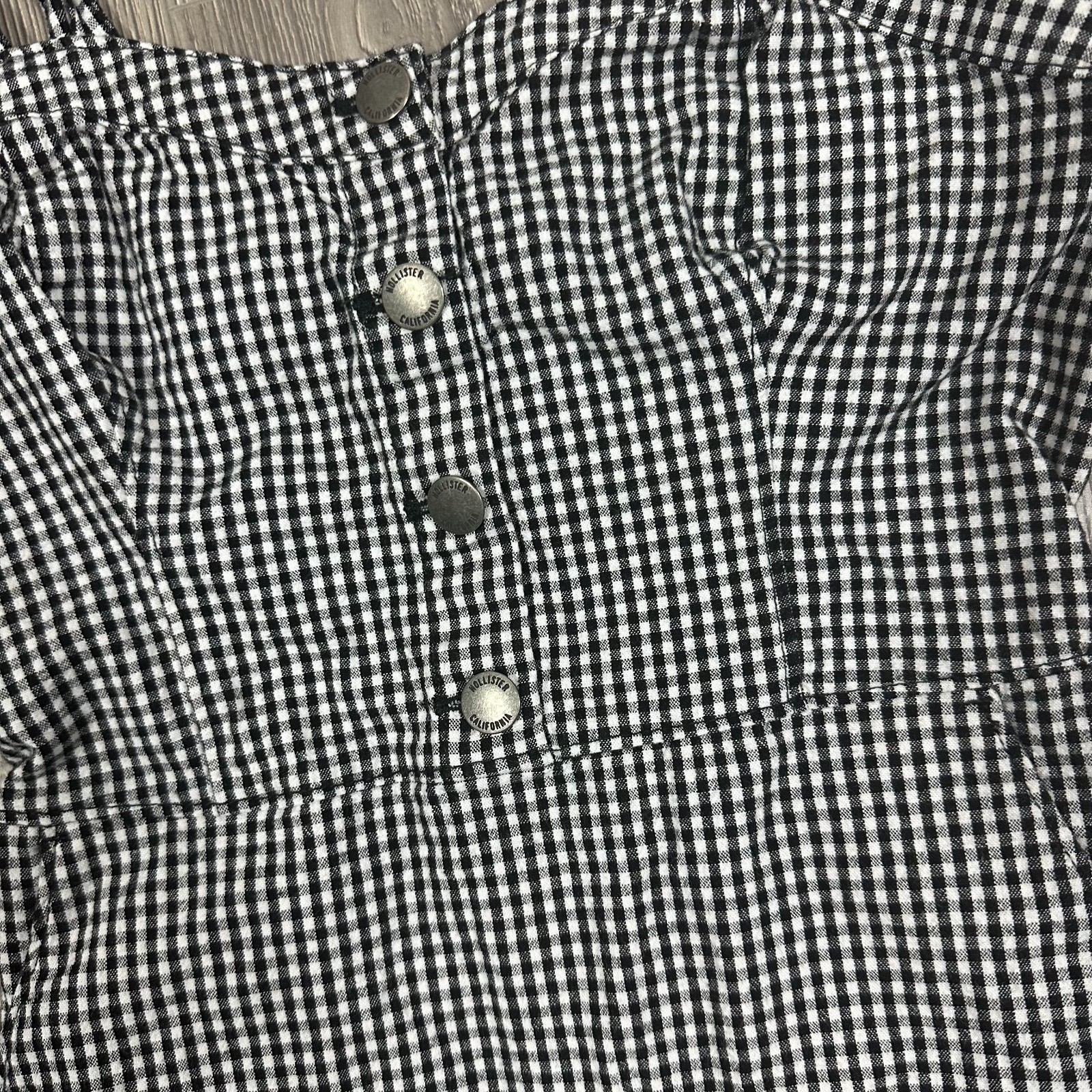 Hollister Black White Gingham Mini Dress Size S Summer Picnic Cottagecore