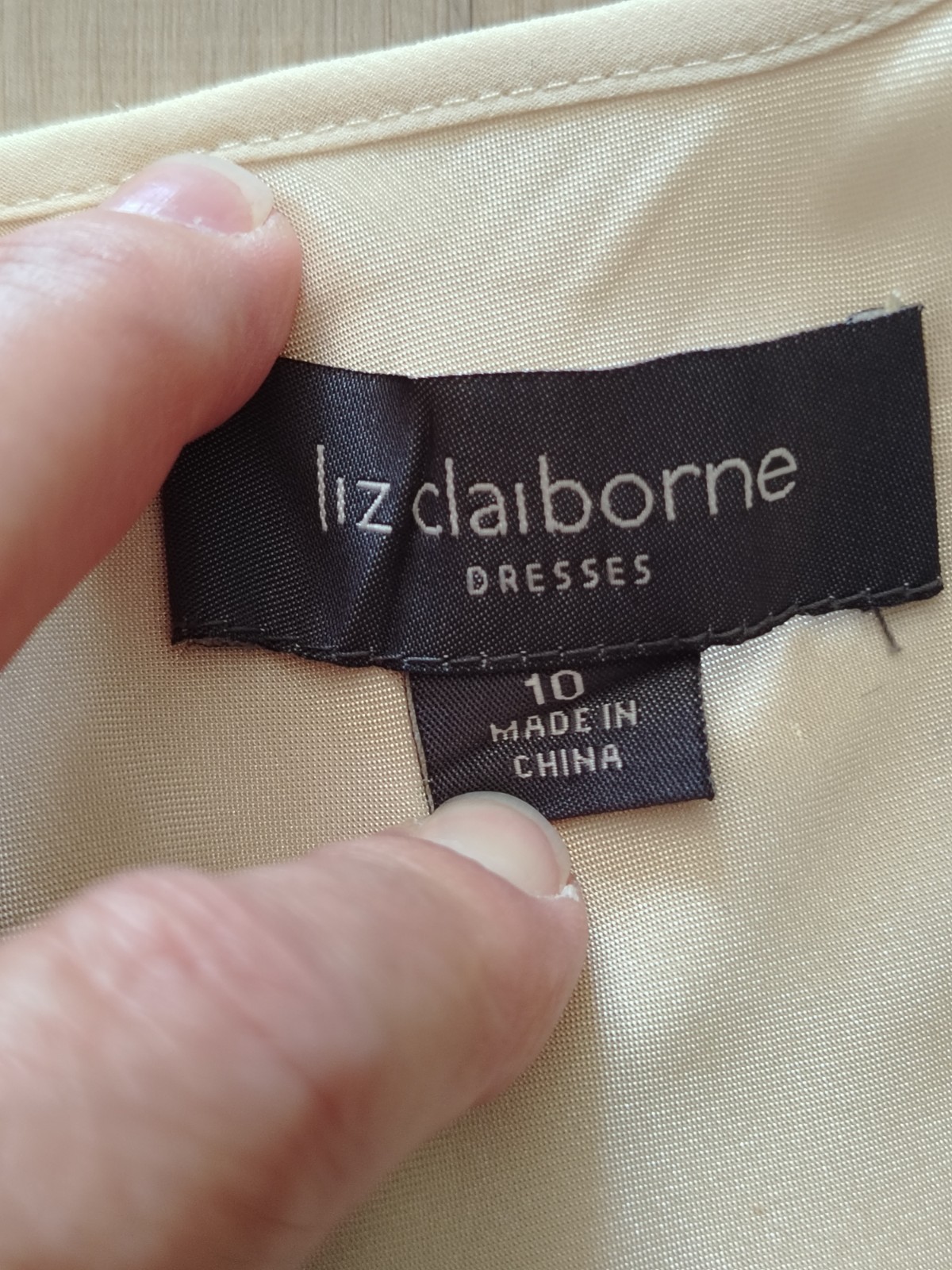Liz Claiborne vtg 90s Flapper Dress size 10 Sleeveless Drop Waist Beige lined
