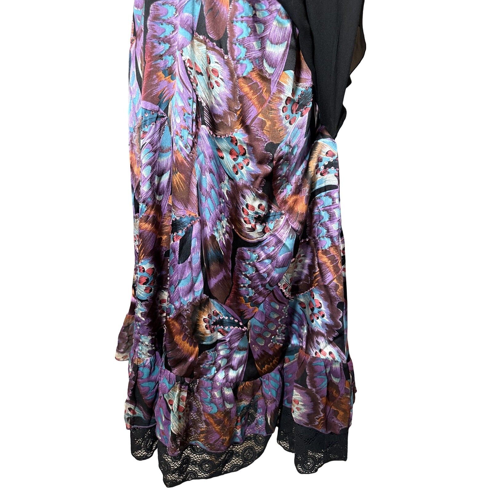 Whimsygoth Hale Bob Ruffled Hem 100% Silk Overlay Size m, Fits Large No Stretch