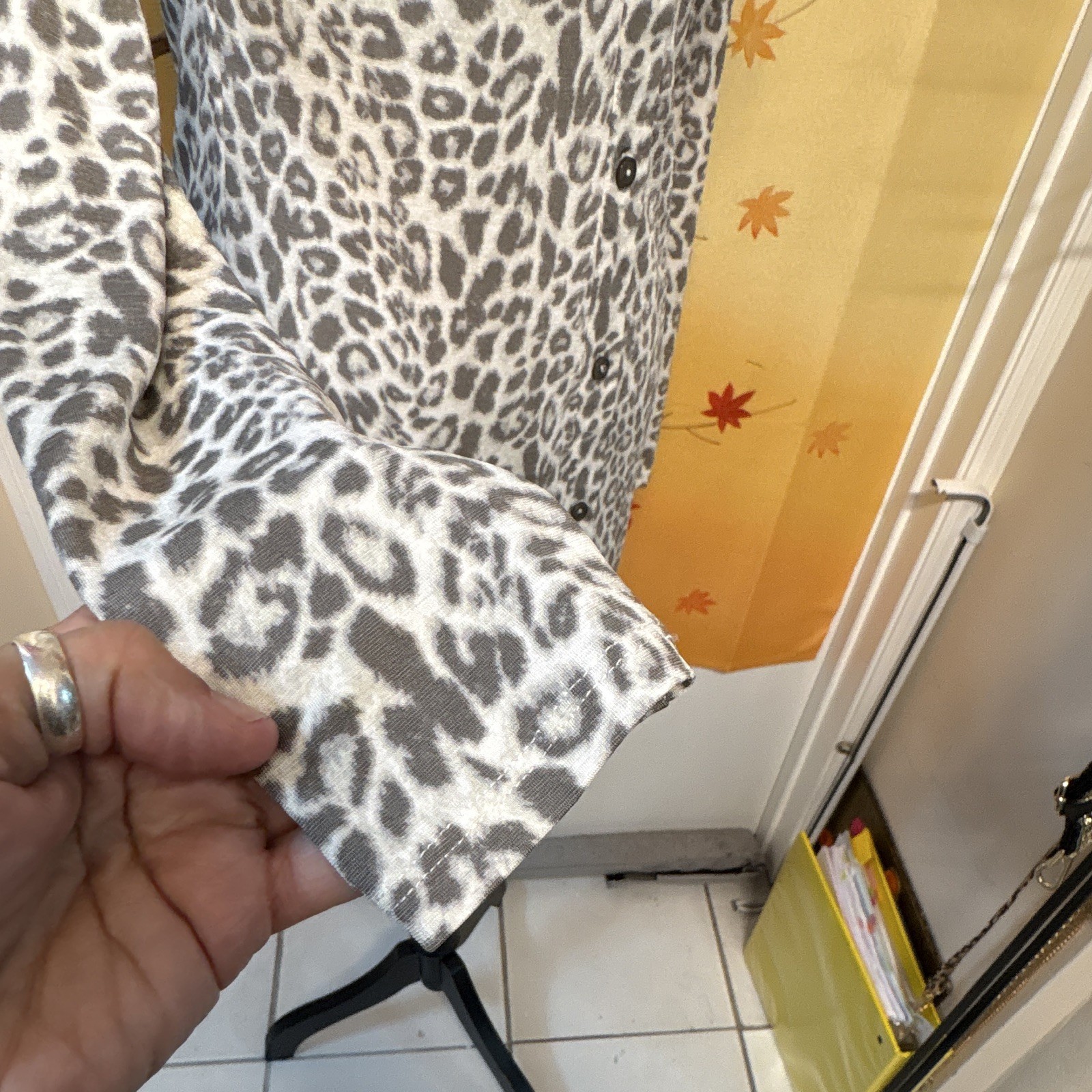 Leopard Animal Print Collared Button Front Shirt Dress S