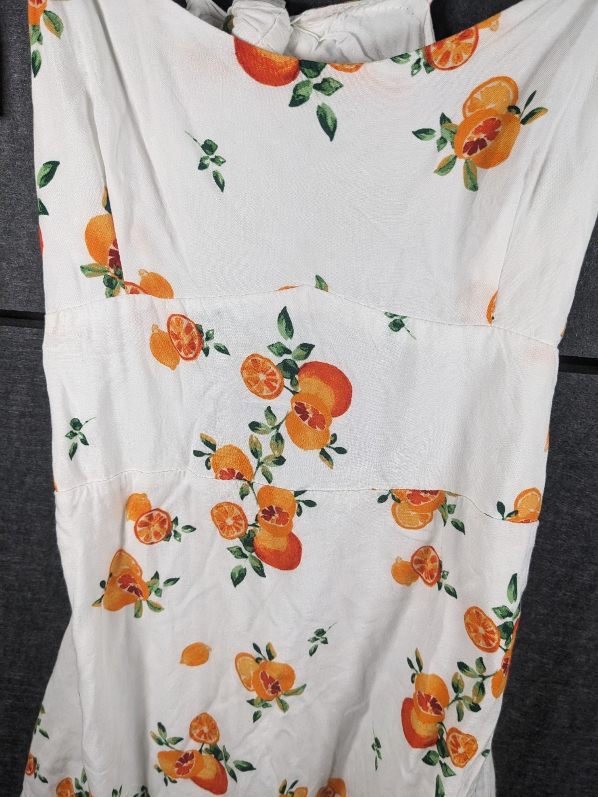 Wild Fable White Orange Floral Sweetheart Tie Strap Ruffle Mini Dress Size S