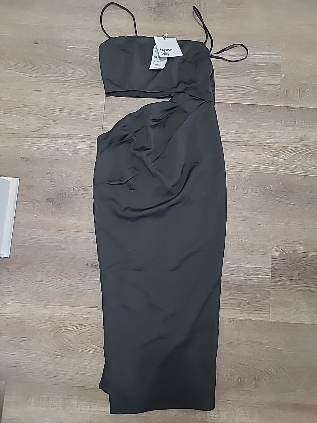 NWT Revolve Clothing By The Way Black Slip Dress Womens XXS Cut Out Side Slit