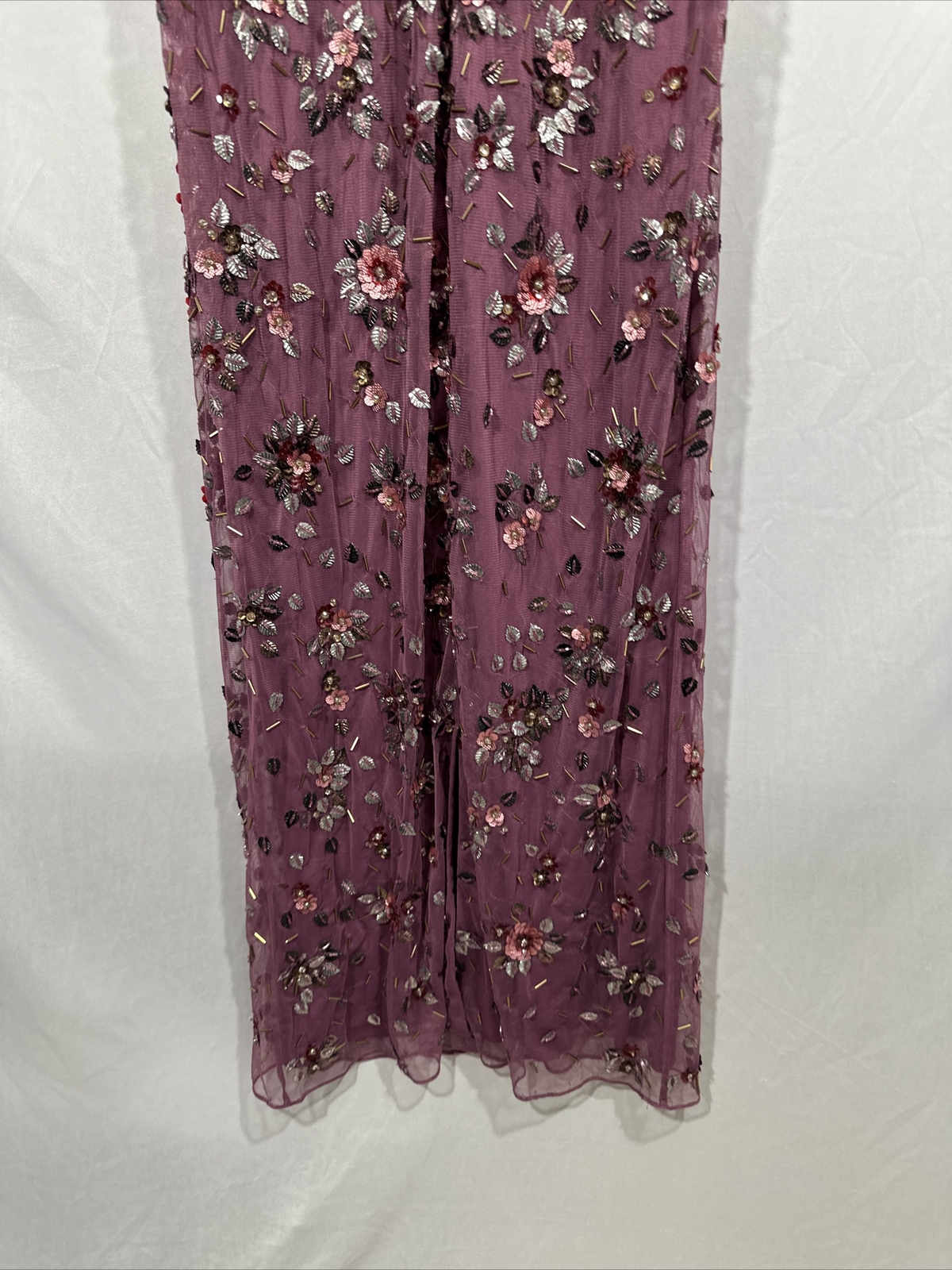 NWT Mac Duggal [ 6 ] 5477 Floral Embellished Scoop Neck Gown in Raspberry G1840