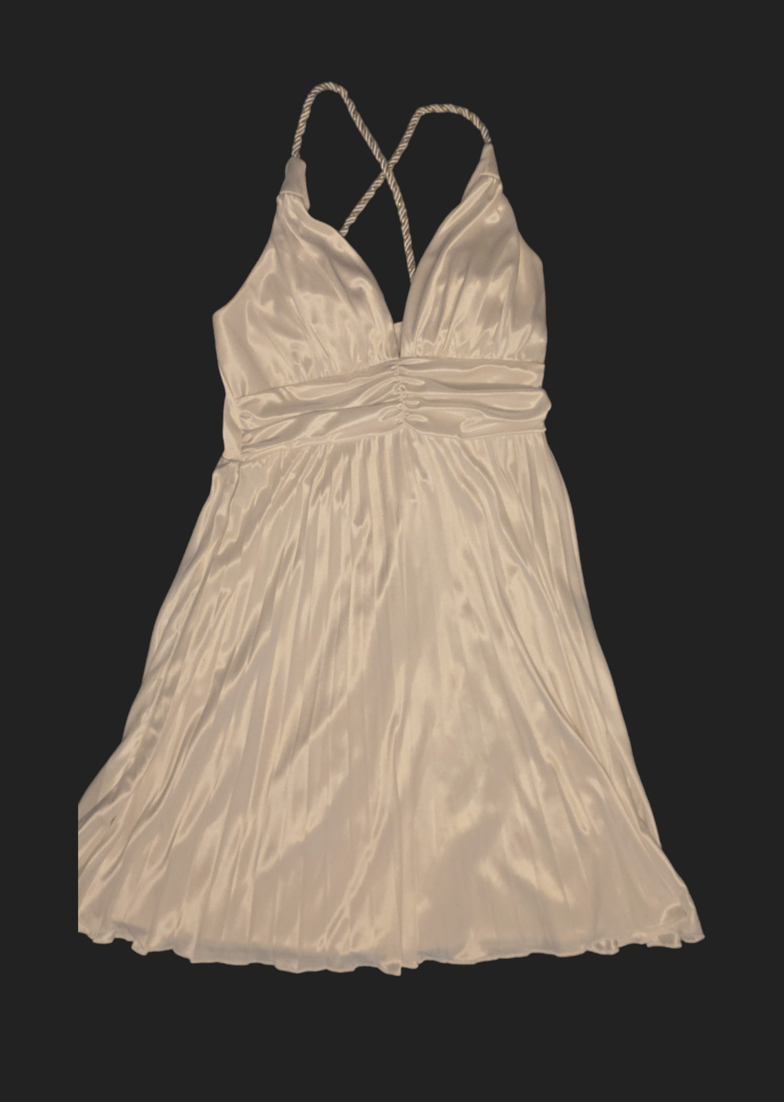 Y2K City Triangles White Satin Dress with Twisted Straps