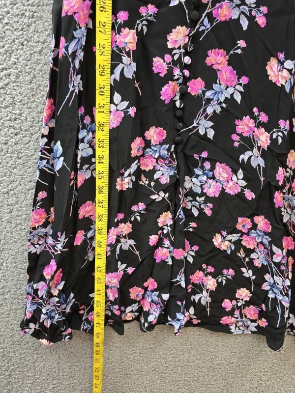 The Kooples Midi V-Neck Short Sleeve Dress Women’s EU 0 Black/Pink Floral