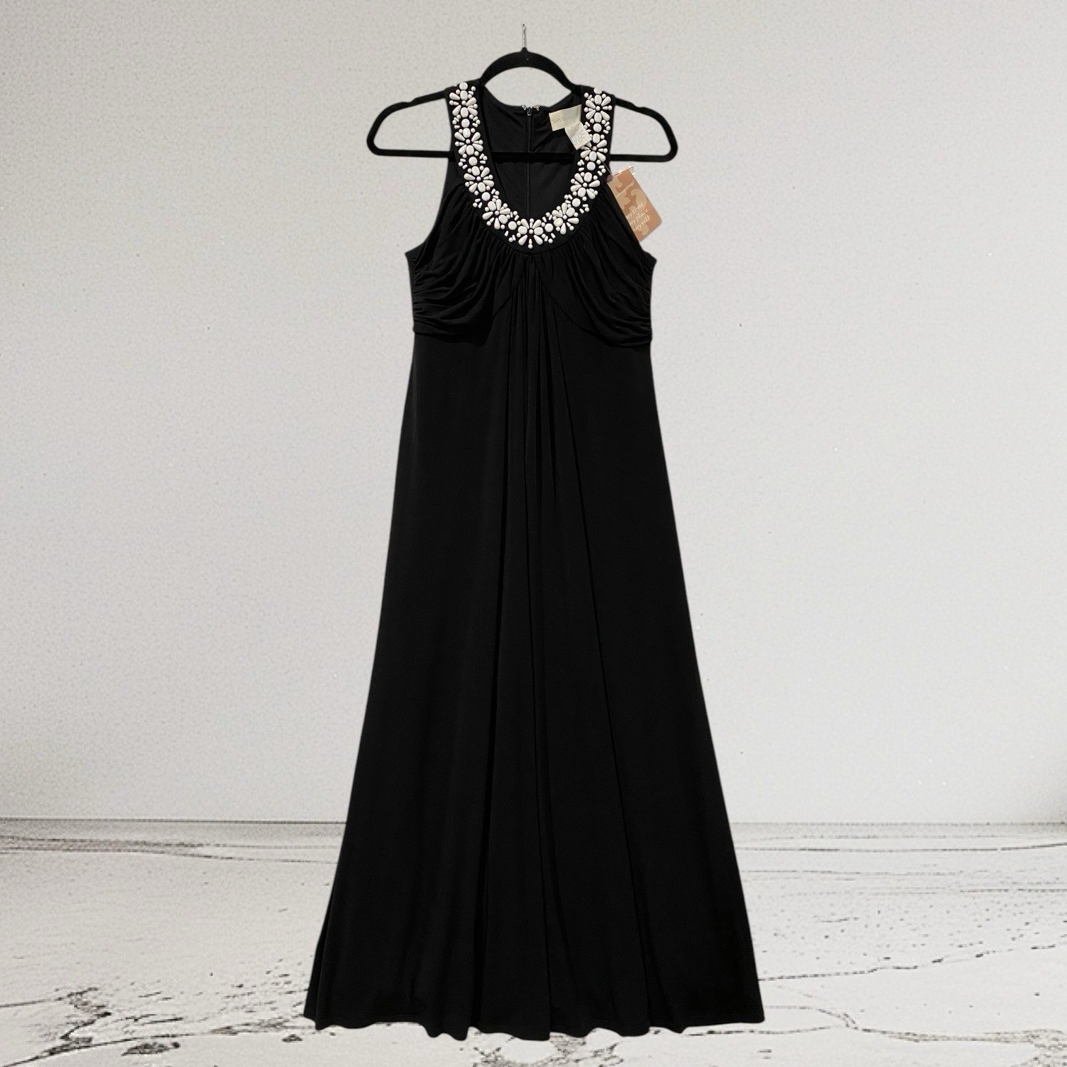 Soft Surroundings Black Beaded Maxi Dress Size XS Elegant Summer Party Event NWT