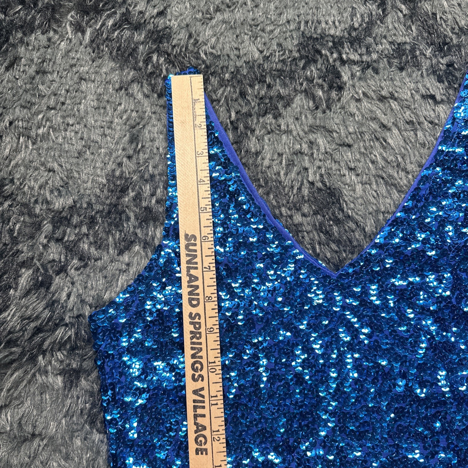 PrettyGuide Blue Sequin Shiny V-Neck Strappy Bodycon Mini Dress Size Large
