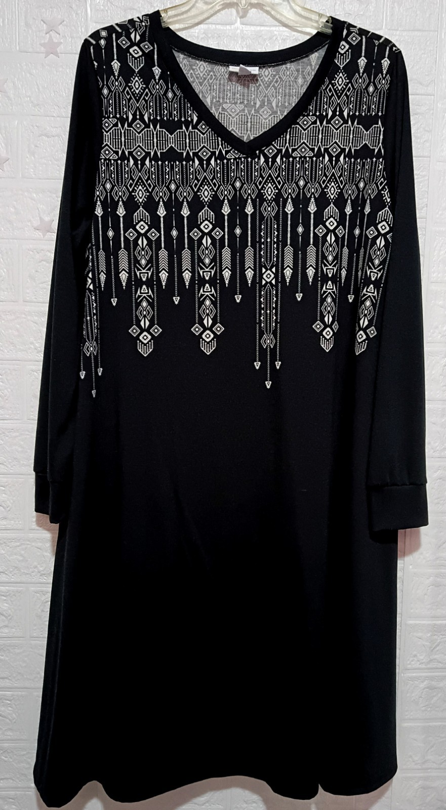 LuLaRoe Womens Dress Large Southwestern Graphic Black Long Sleeve