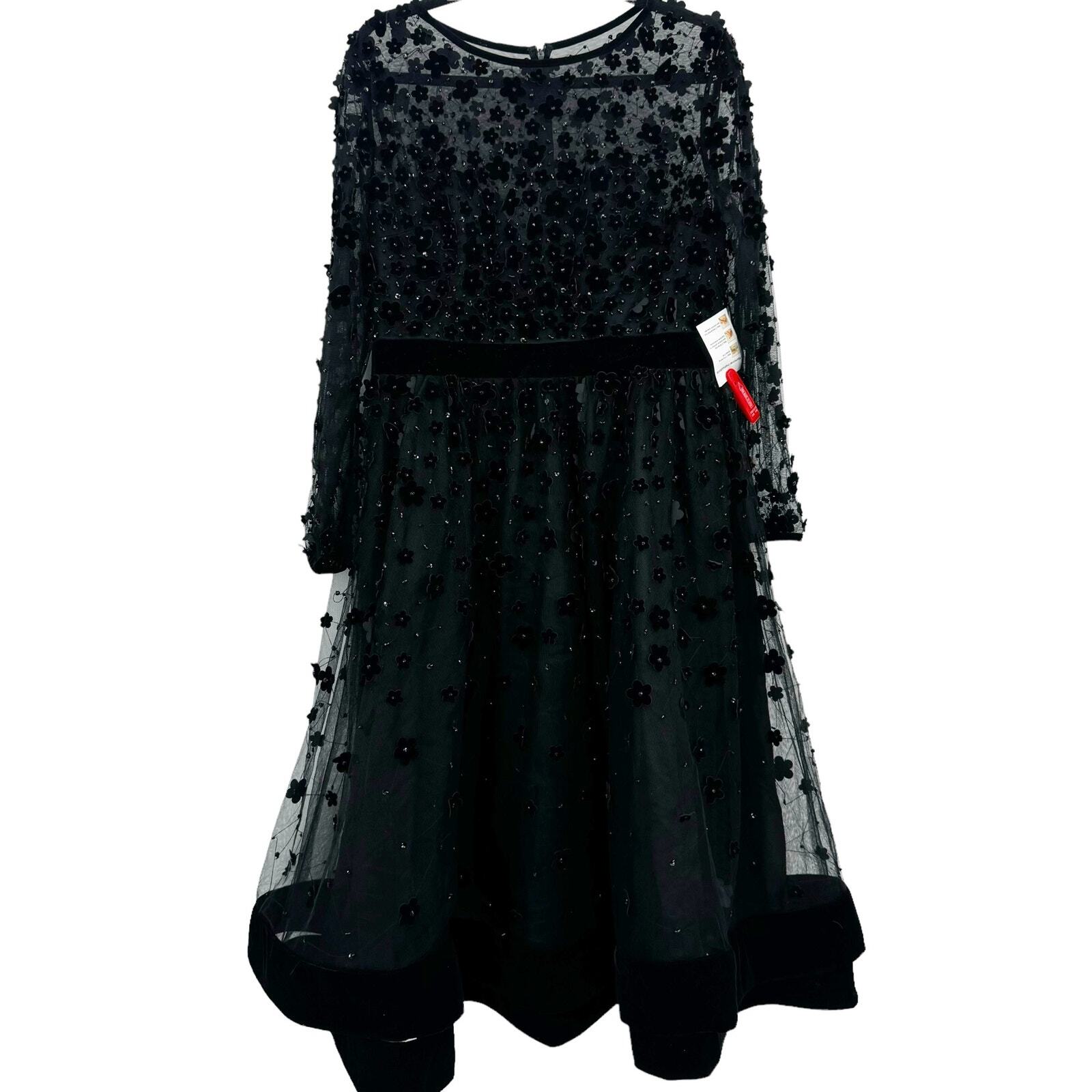 Mac Duggal Evening 67007D Sheer Long Sleeve Modest Prom A-Line Dress Size 14 NWT