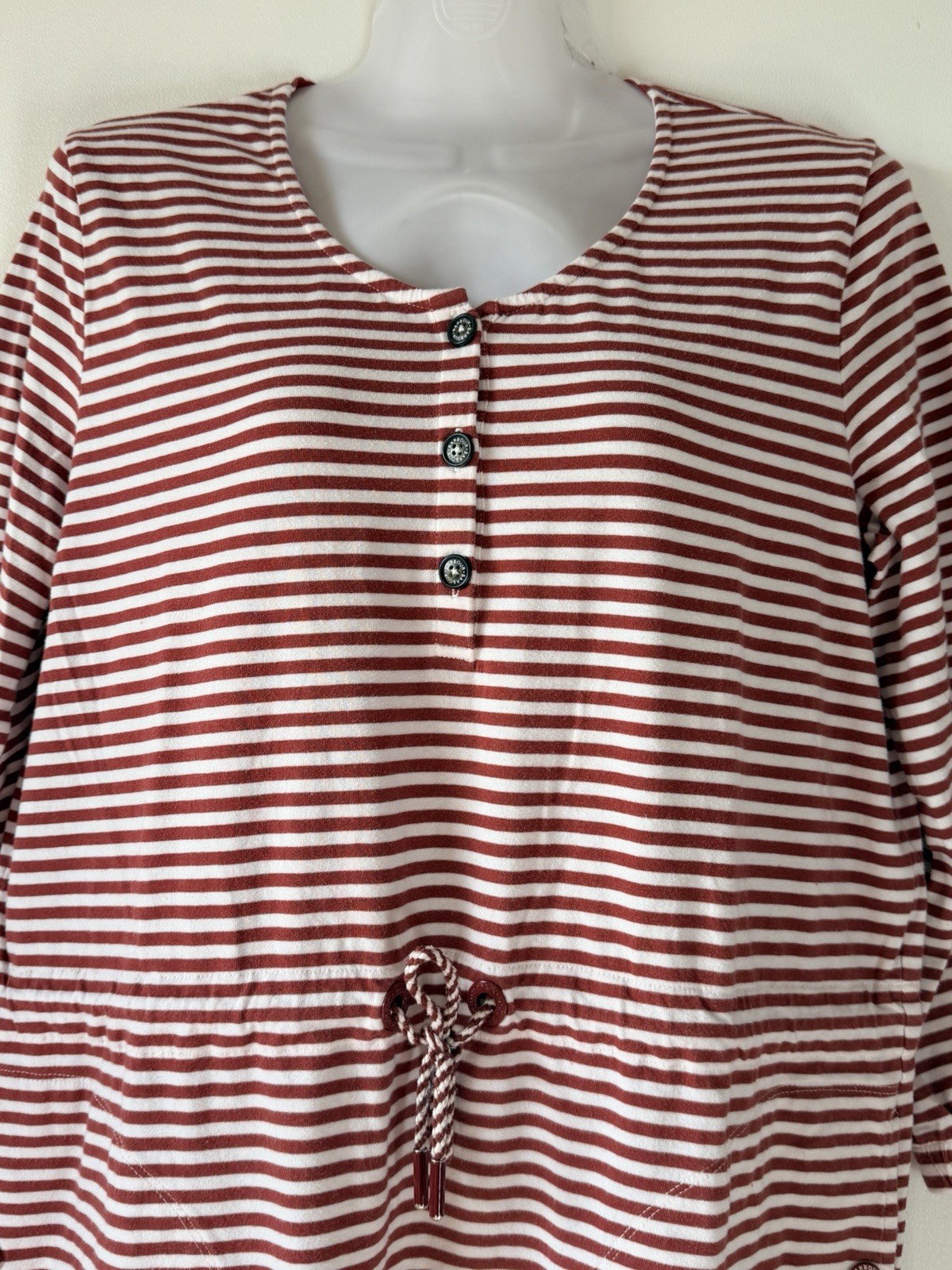 Barbour Mersey Dress Stripes Drawstring Stretch Long sleeve Sheath Women 10