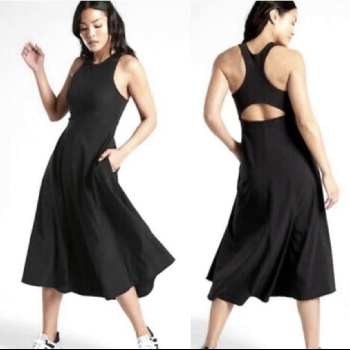 Athleta Winona Dress XS black Pockets and Bra
