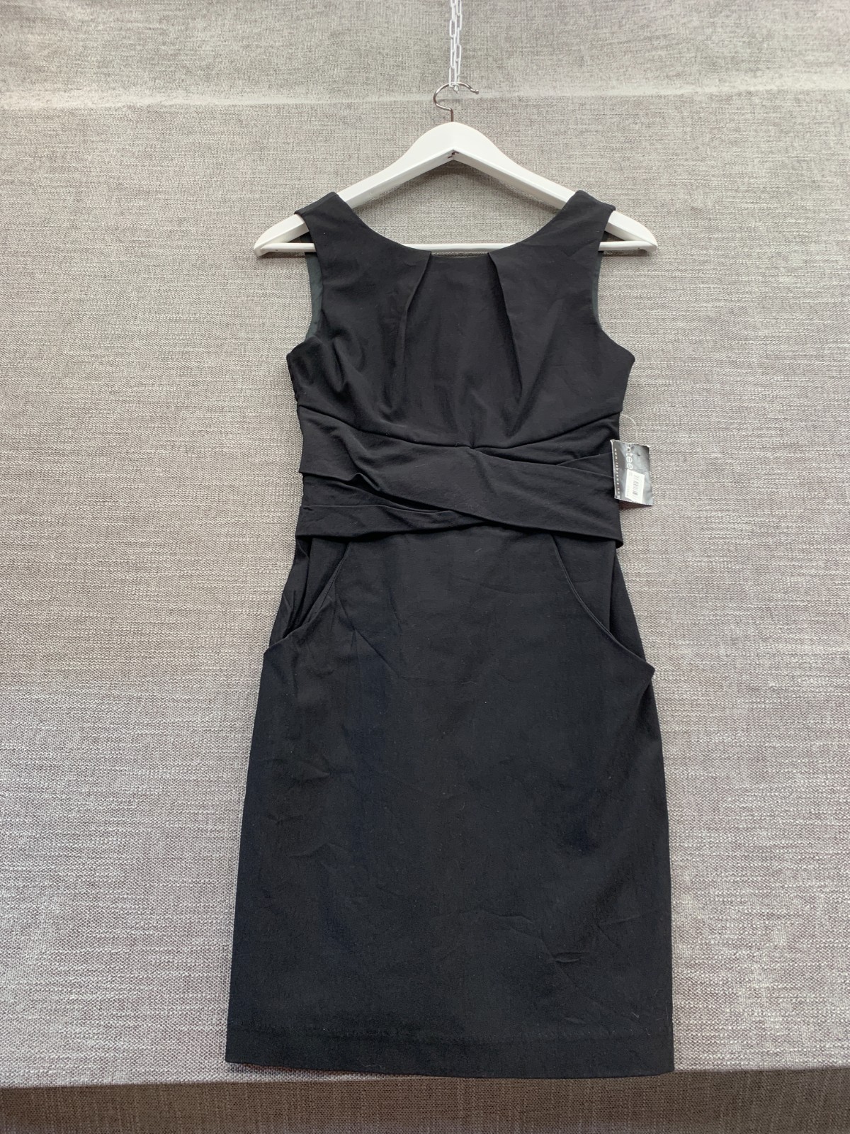 Teeze Me Sheath Dress Womens 5 Black Stretch Pleated Sleeveless Party Cocktail