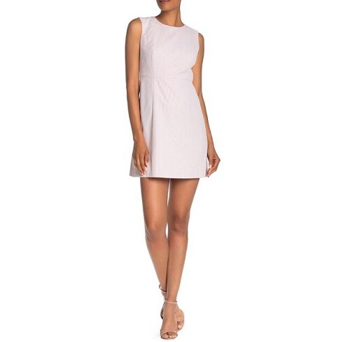 MILLY Pink White Pin-Stripe Italian Seersucker Shift Sheath Mini Dress 12 US
