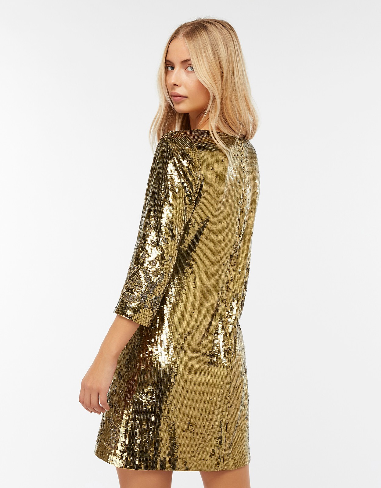 Monsoon Limited Edition Sheryl Sequin Gold Mini Dress Embellished S-6 NWT 201761
