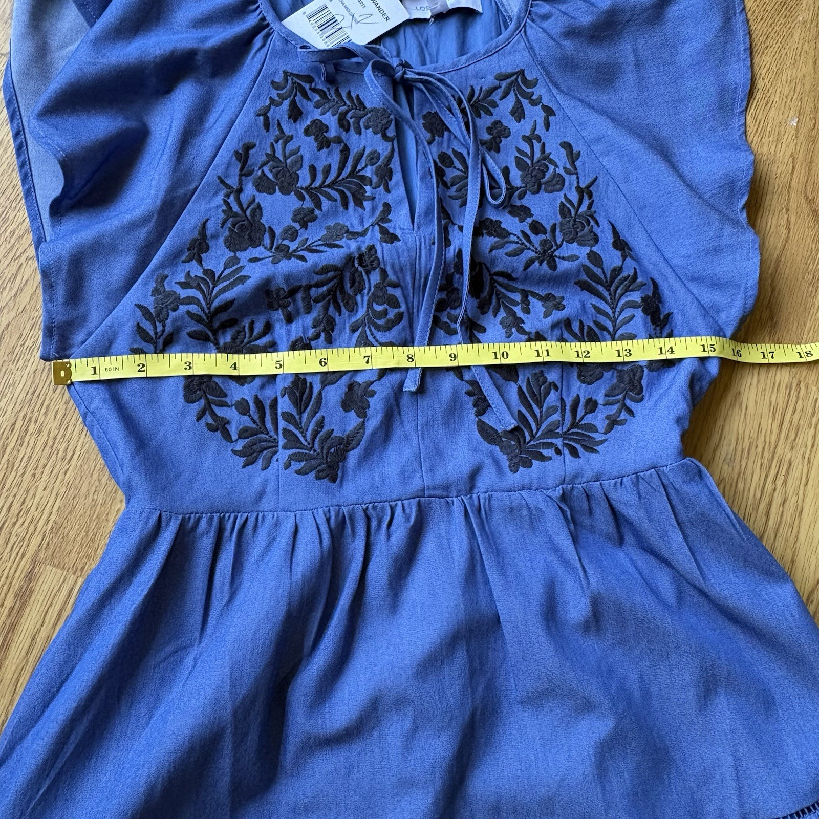 Lost + Wander Blue Embroidered Flutter Sleeve Floral Midi Dress Boho Sz XS NEW