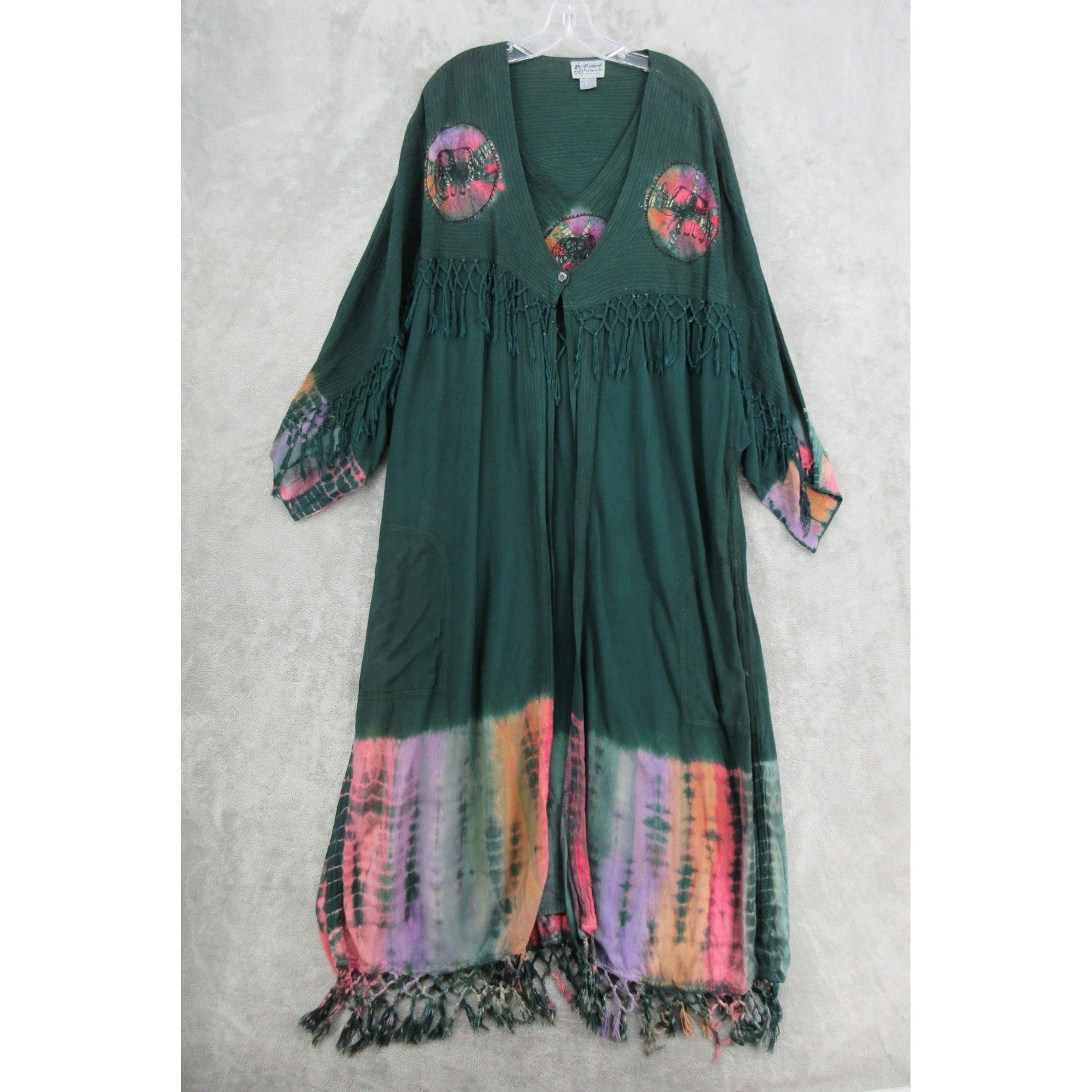Vintage Raiment Fashions Dress Womens One Size Fringe Tie Dye Lagenlook Artsy