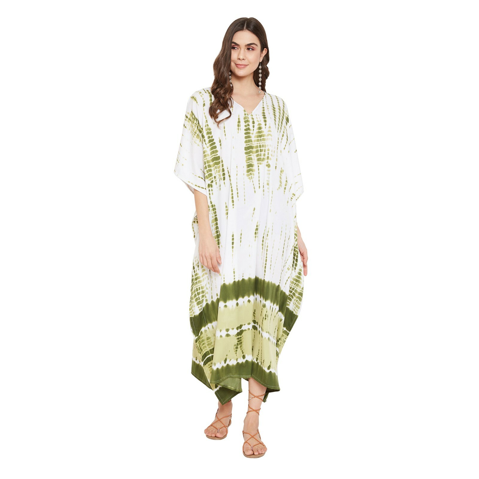 Gypsie Blu Women Summer Kaftan Striped Long V Neck Beach Sundress Maxi Dress