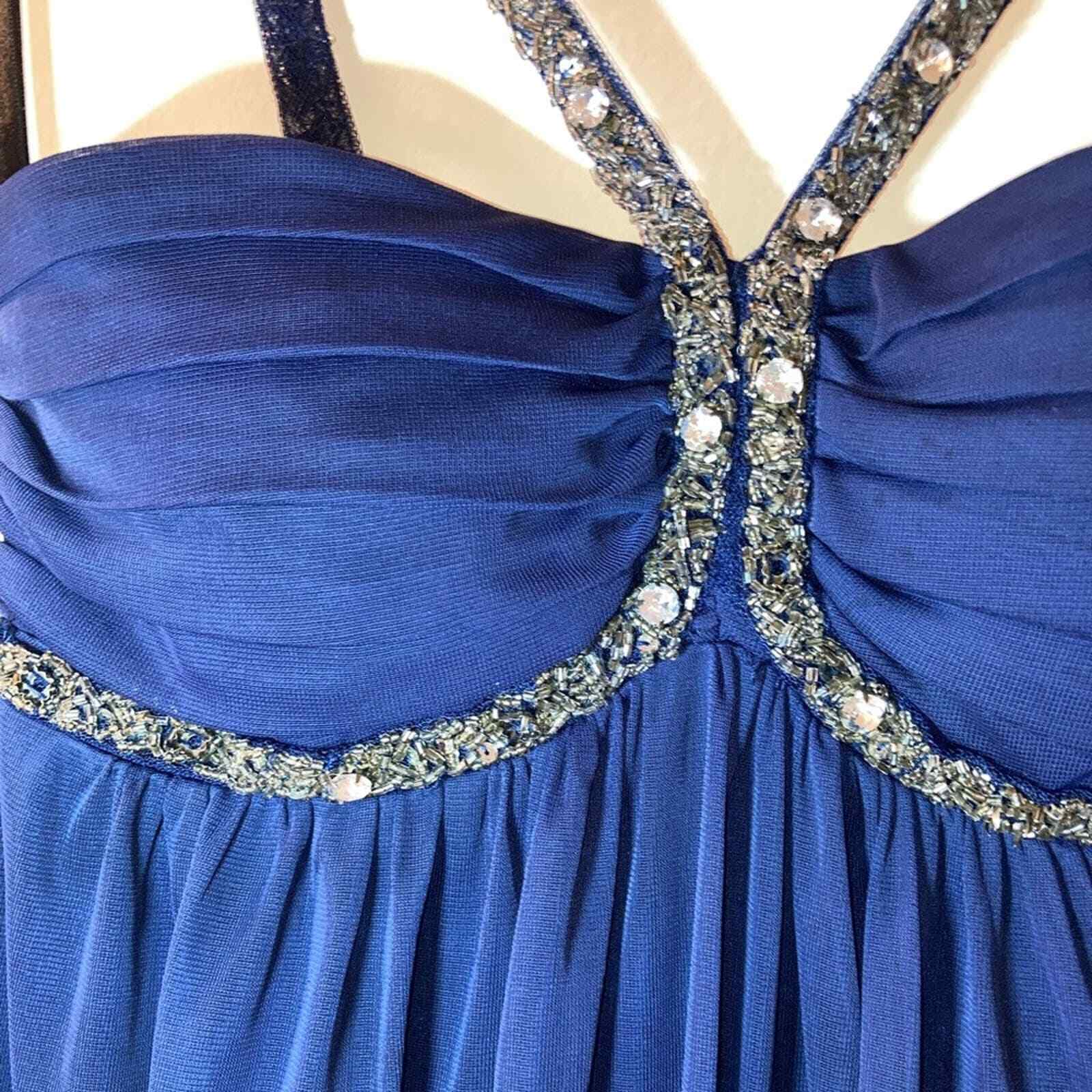 Navy, Sequin Strap, Floor Length Dress Size Small Jodi Kristopher