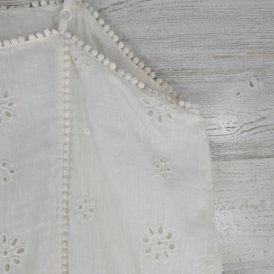 AERIE White Eyelet Embroidered Tiered Sundress SZ M Cotton Lace Trim Boho Summer
