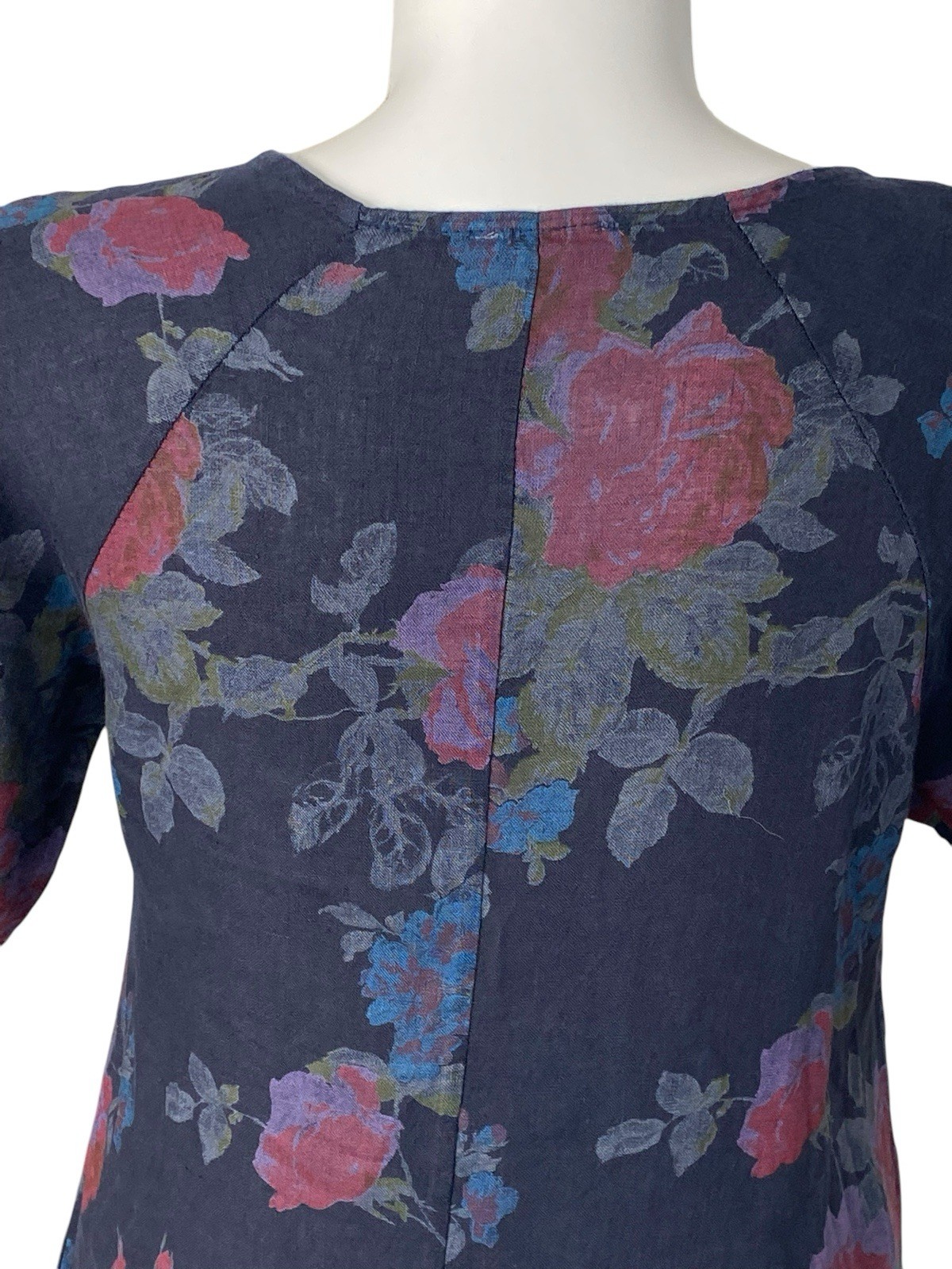 Couleur Lin Paris Milan Blue Floral Linen Midi Dress Size Size Small (36)