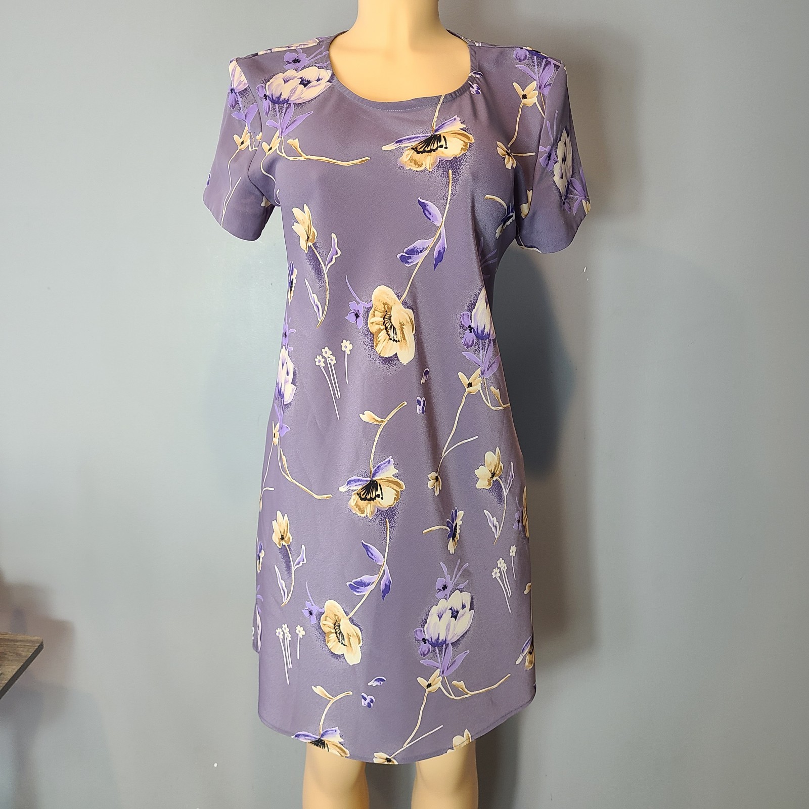 Vintage 90s Floral Shift Dress Cottage Purple Fairy Grunge Y2K Brunch Wedding