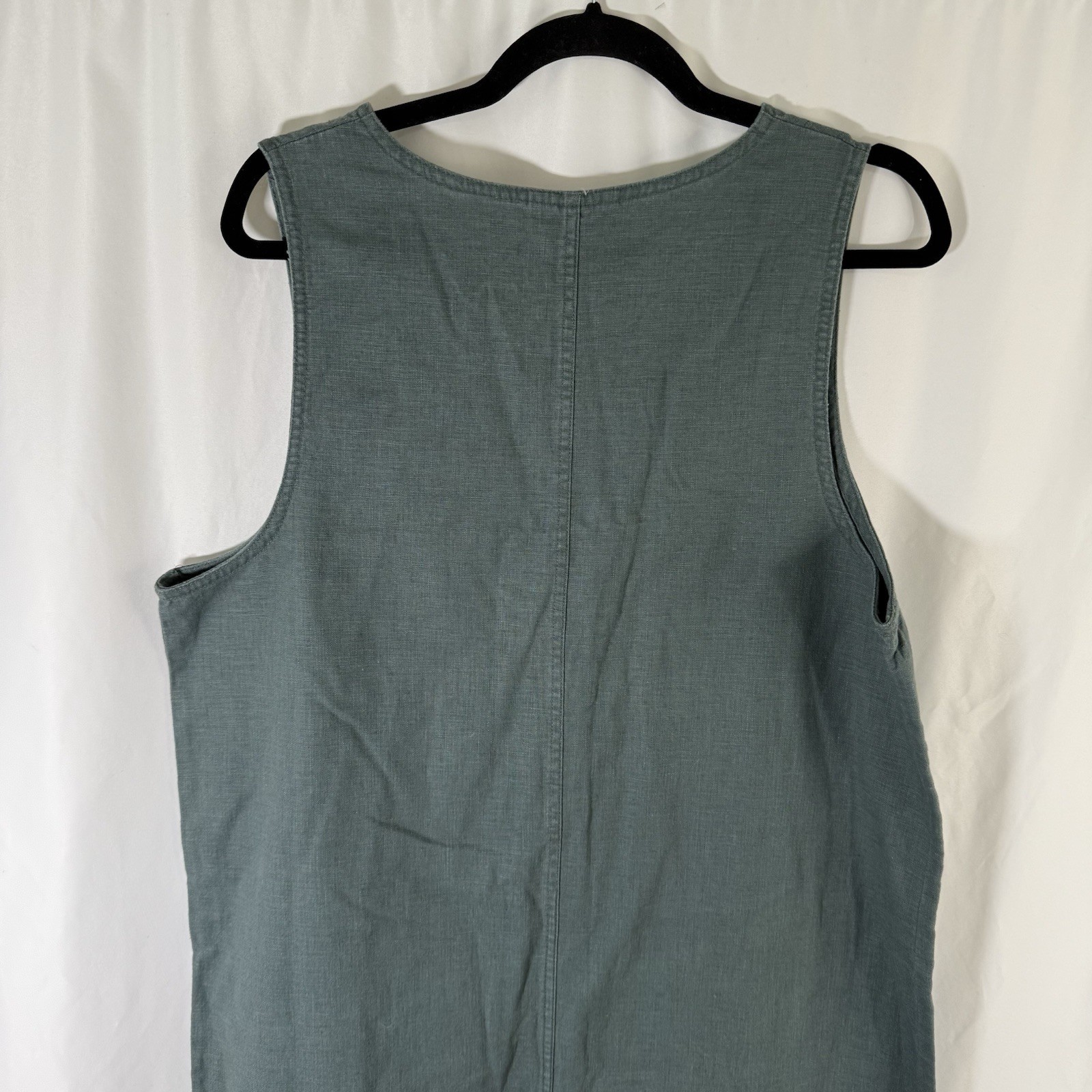 Original TY Wear Linen Blend Maxi Dress Womens 16 Green Sleeveless Vneck Pockets