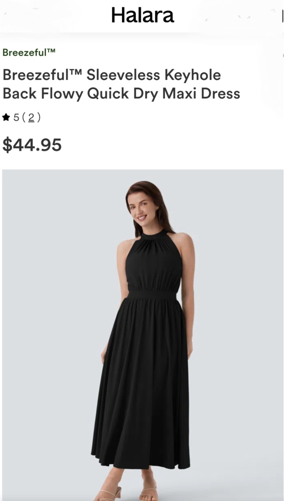 Halara Breezeful Sleeveless Keyhole Back Flowy Quick Dry Maxi Dress Sz. L. NWT
