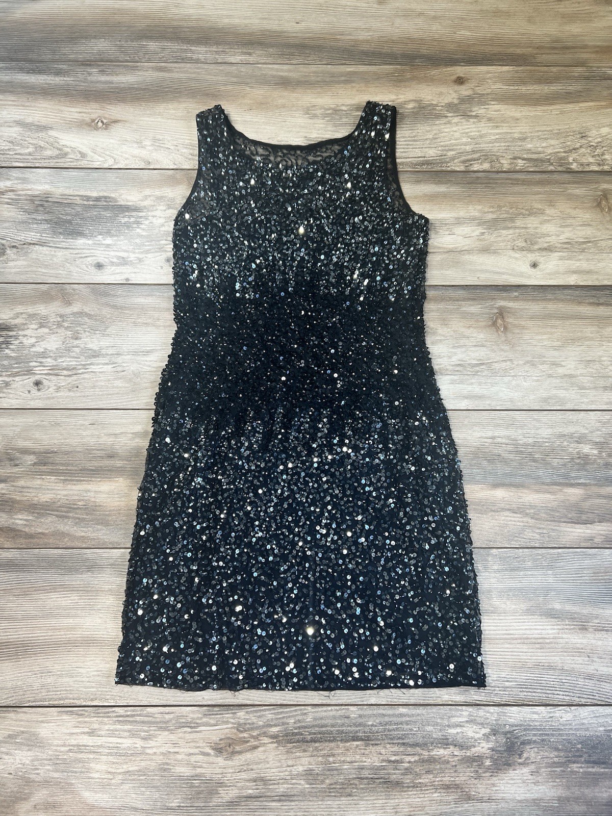 Adrianna Papell Sequin Overlay Spaghetti Strap Lining Sleeveless Dress Size 6