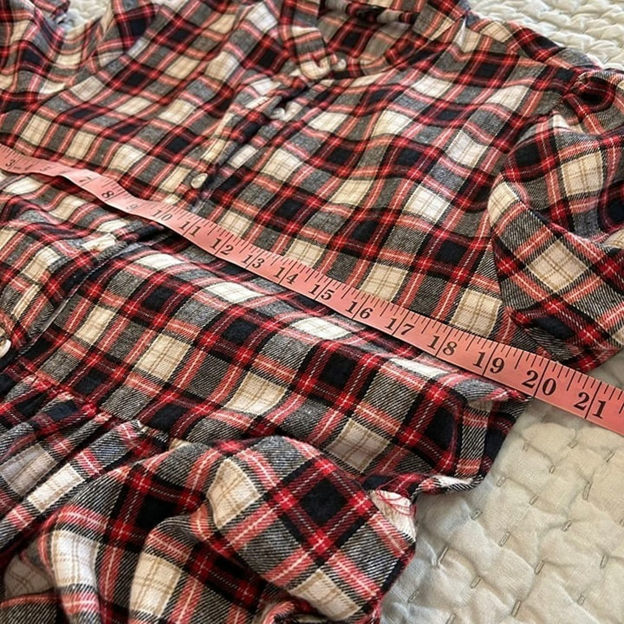 Flannel Empire Waist Button Down Dress size L
