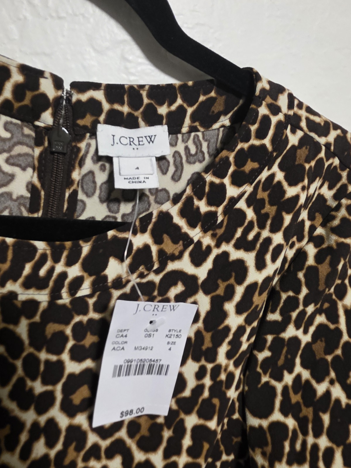 J Crew Cheetah Leopard Print Crepe Shift Dress K2150 Sz 4 NWT Old Money Preppy