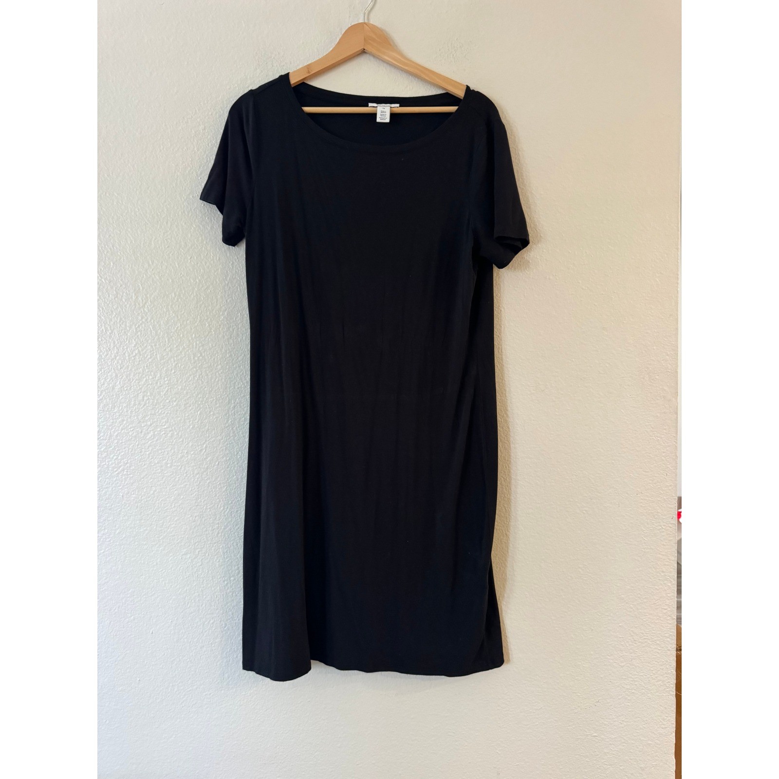 Daily Ritual T-Shirt Dress Short Sleeve Scoop Neck Shift Size Large Black Exc