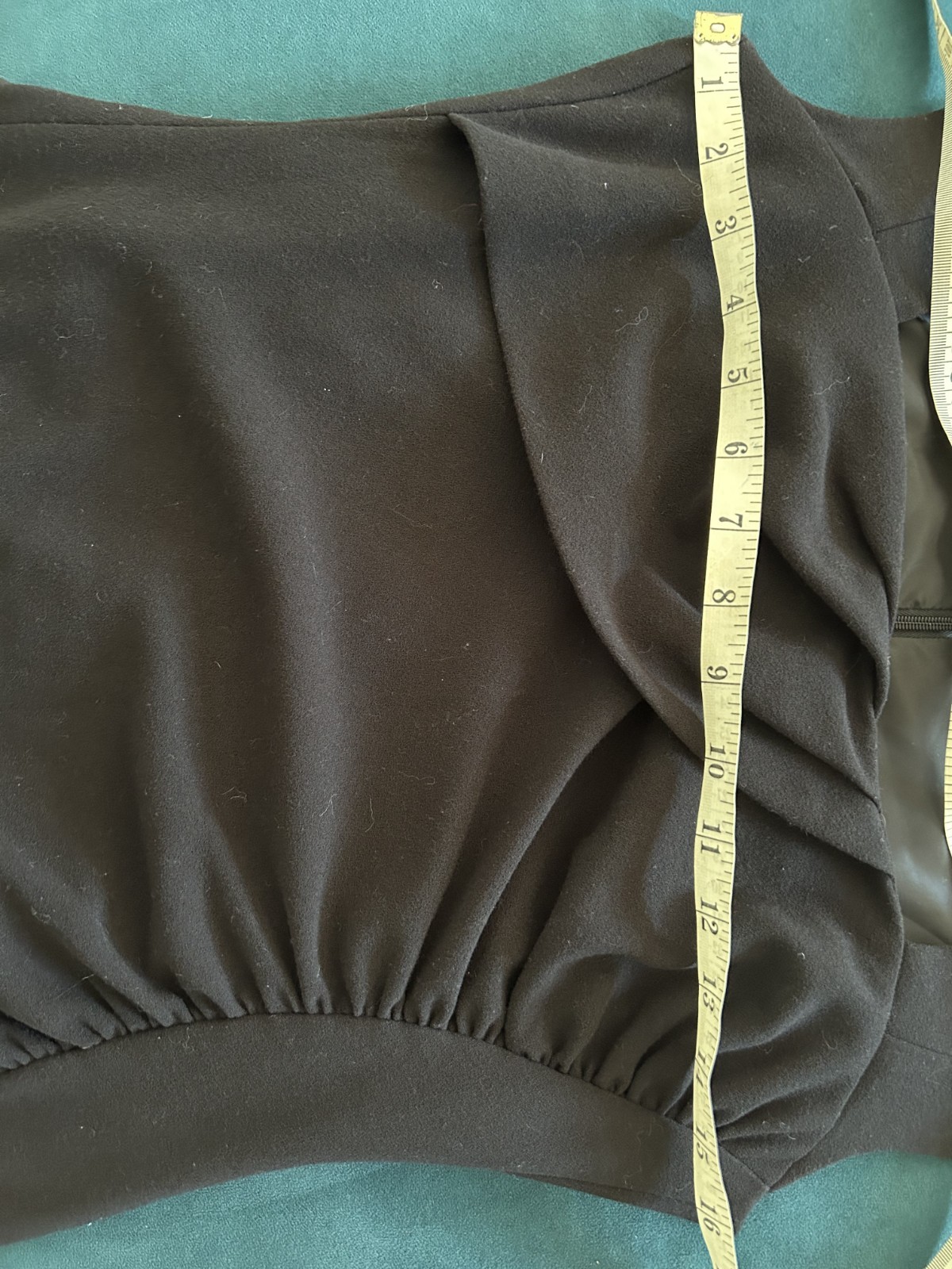 L.K. Bennett Black Cocktail Shift Pencil Dress Sz 12 EU40 Flattering Side Gather