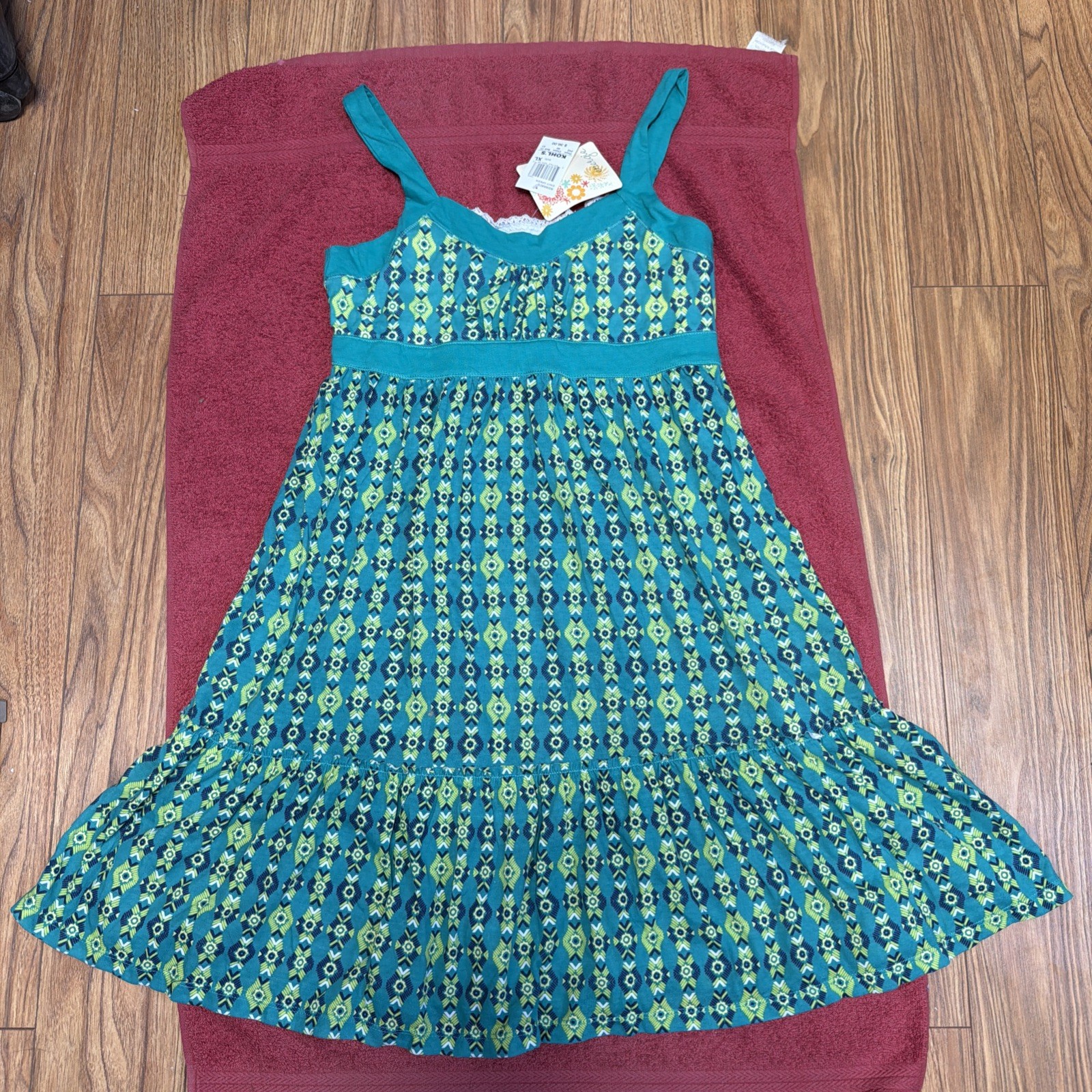 NEW Womens Kohl’s Energie Flare Envy Green Sundress Size XL Summer Sun Dress NWT