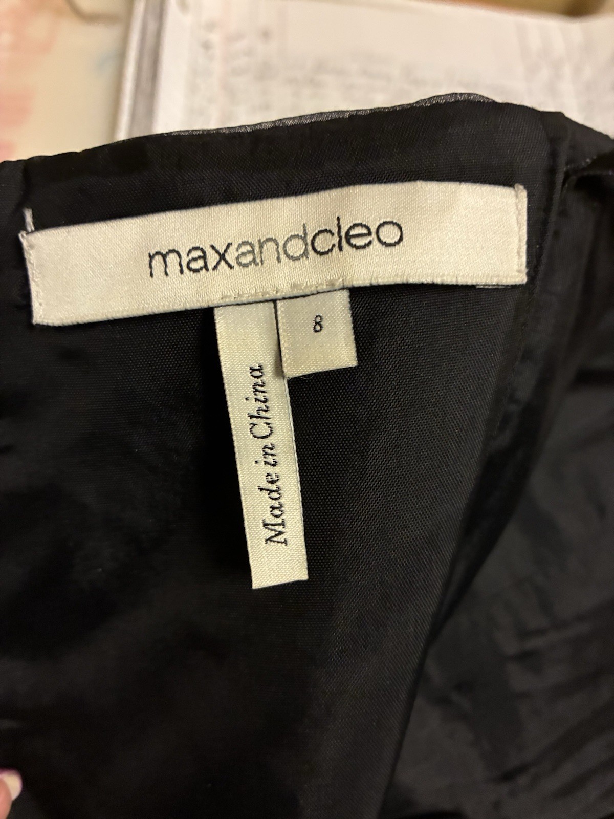 Max & Cleo Wm Strapless Black Herringbone Sz 8 Lined / Stays CCV6K869