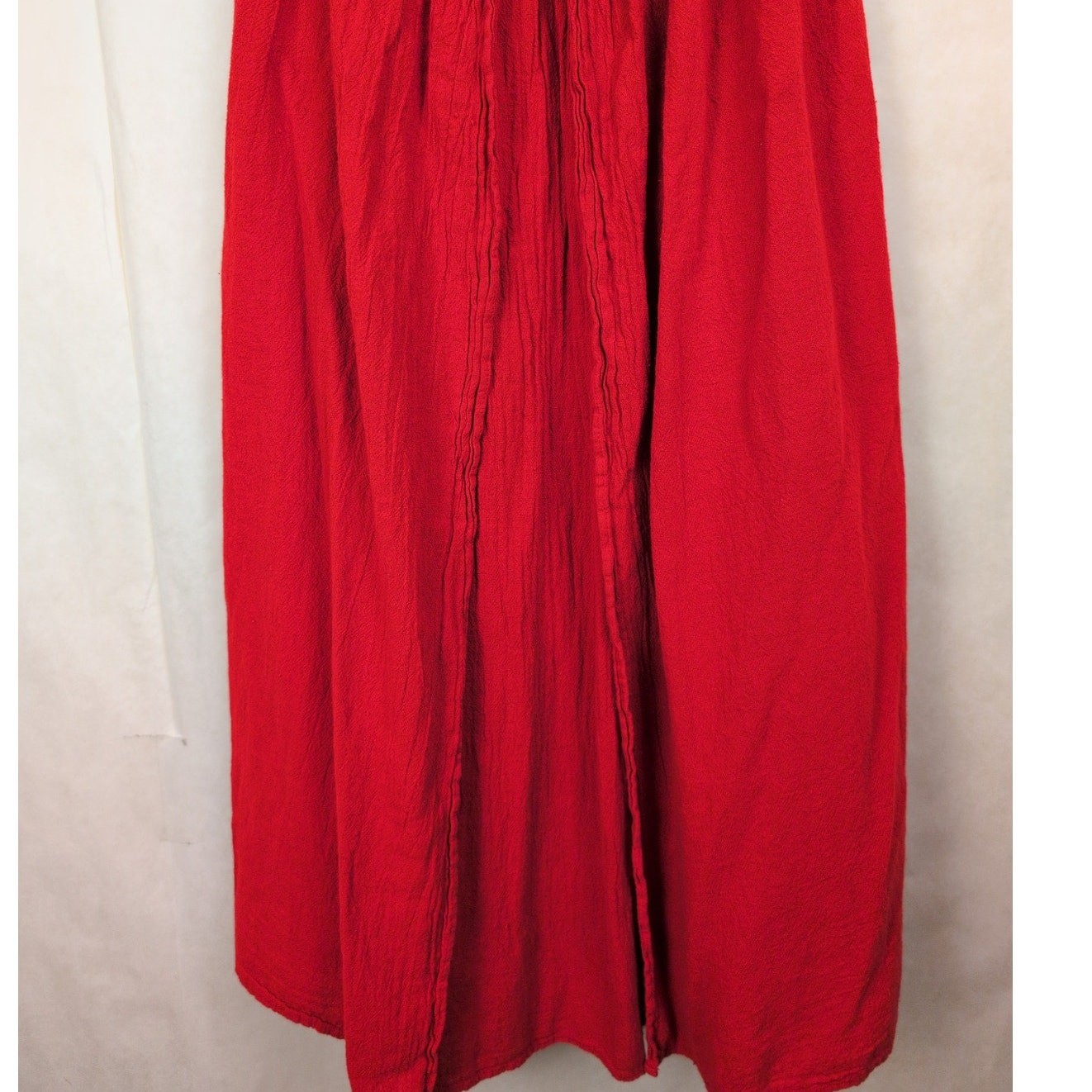 Seaspice red Peruvian cotton crocheted lace panel slit halter dress Size M Boho