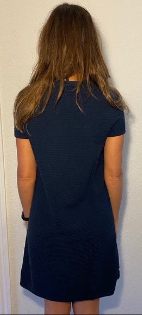New Theory Gelton Dynamic Stretch Ribbed Knit A-Line Mini Dress Dark Blue Navy S