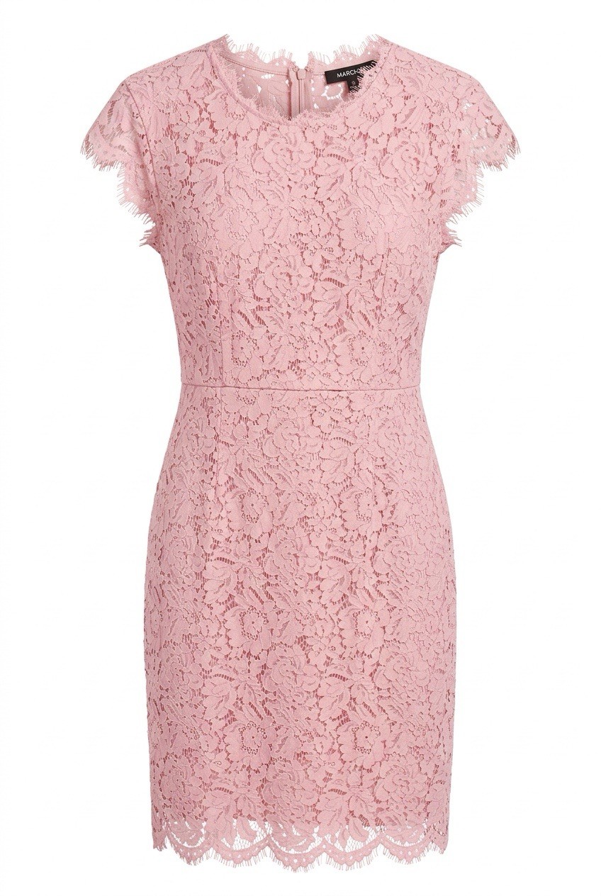 MIUSOL 1XL Pink Lace Cocktail Dress NWT Sheath Scalloped Hem Wedding Guest