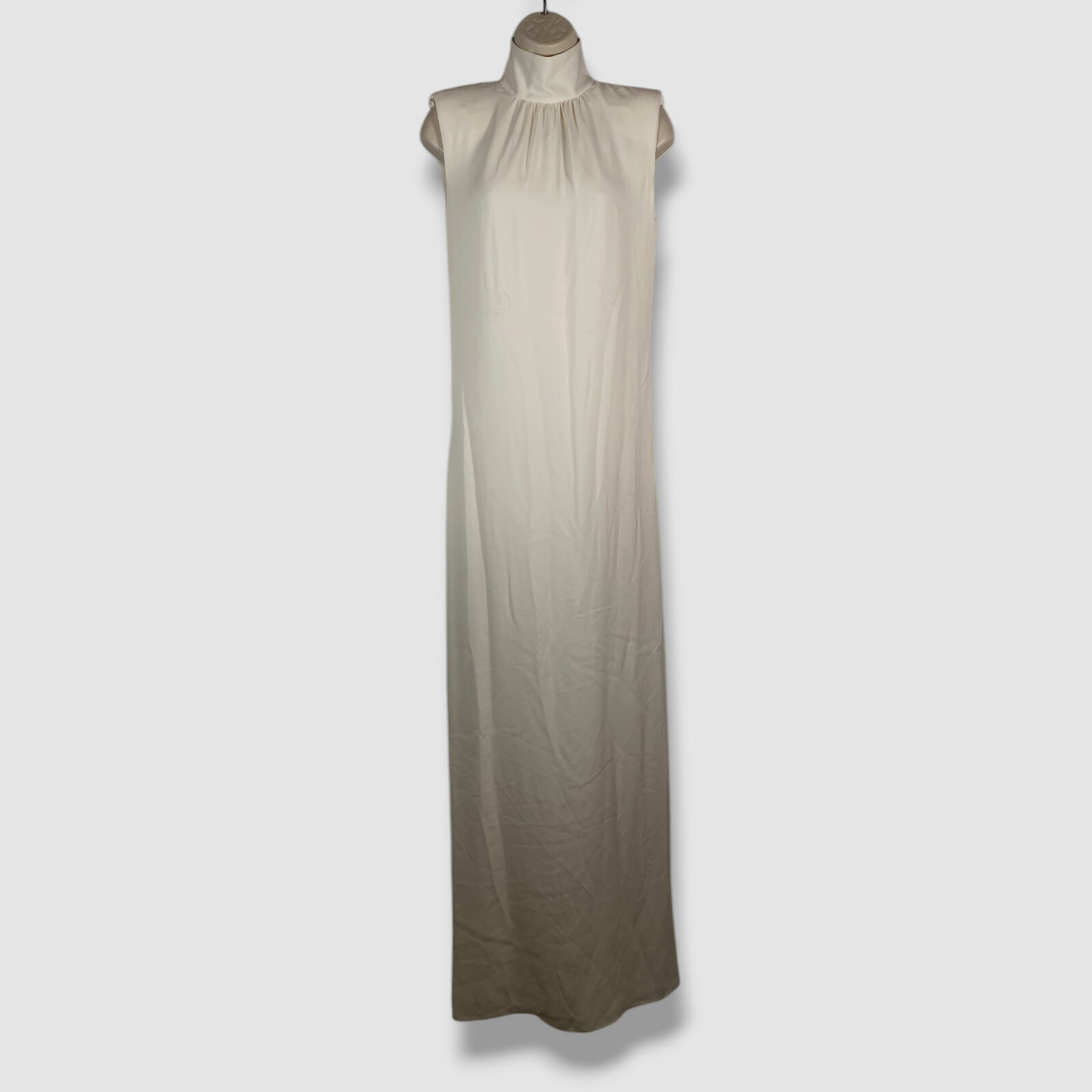 Akris 100 Years Women’s Ivory Silk Crêpe Stand-Up Collar Gown Dress Size 2