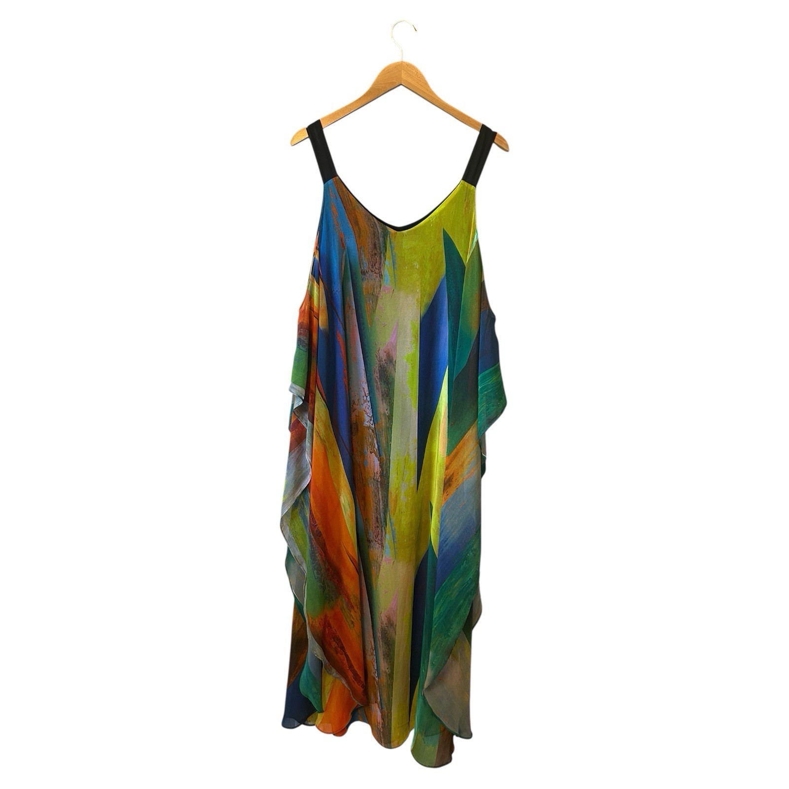 RADZOLI Multicolor Abstract Boho Arty Tank Maxi Dress Medium Built-In Blk Tank
