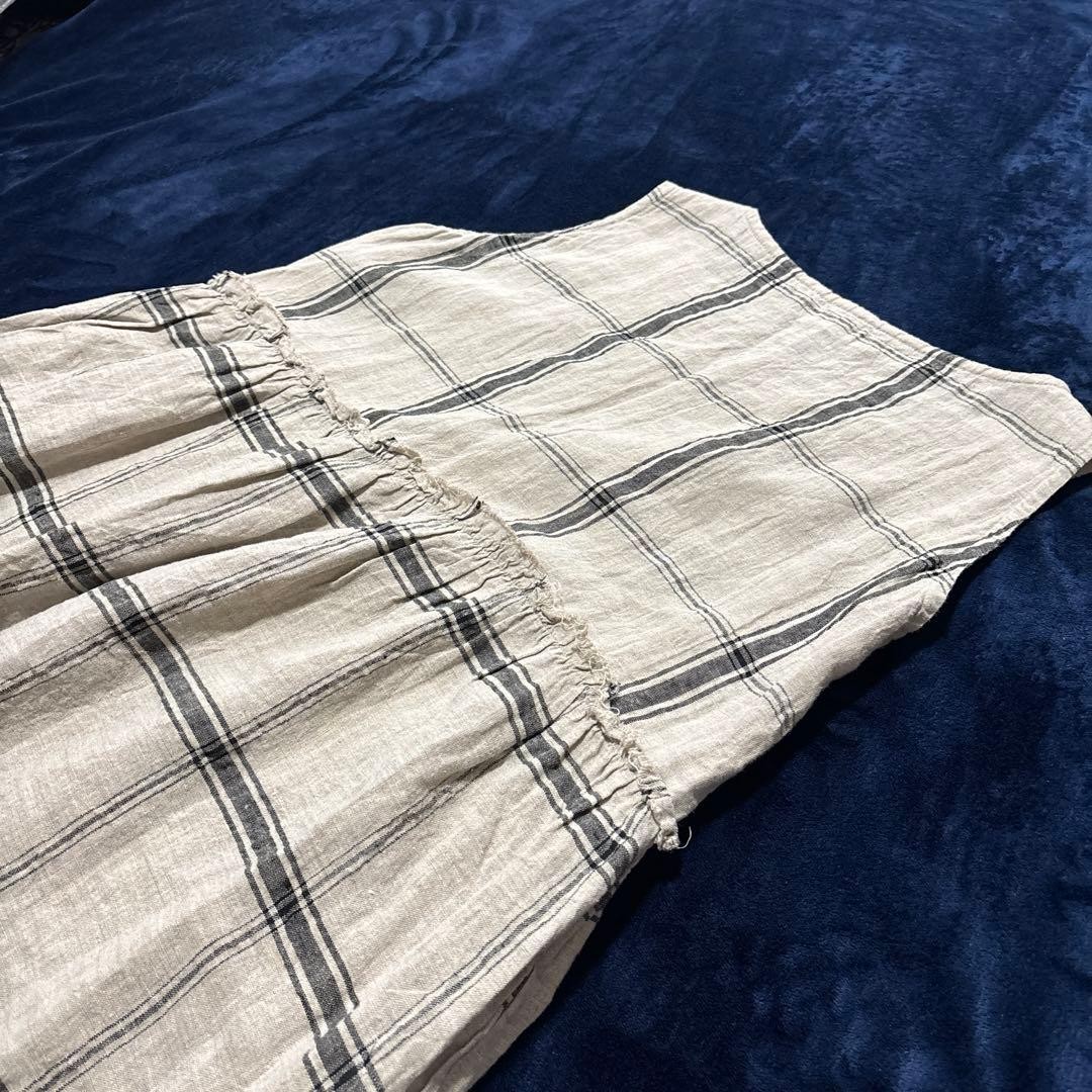ICHI Antiquités Linen Gathered Sleeveless Dress 52cm 20.5in Width 112cm 44.1in
