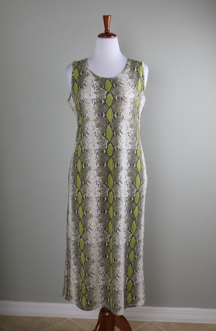 THE PYRAMID COLLECTION $89 Soft Stretch Snake Python Midi Tank Dress Size Large