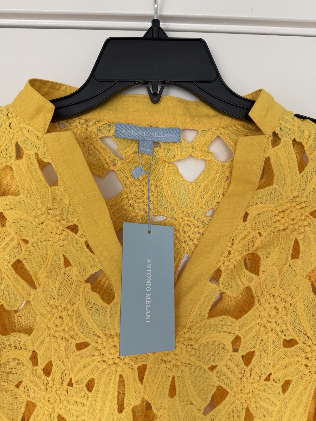 NWT Antonio Melani Yellow Three Dimensional Flowers Dress Swim Cover-Up Size S