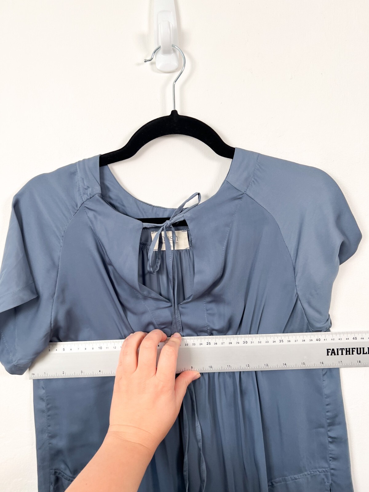 Hush Dress Extra Small Blue Grey Satin Holiday Lightweight Pockets