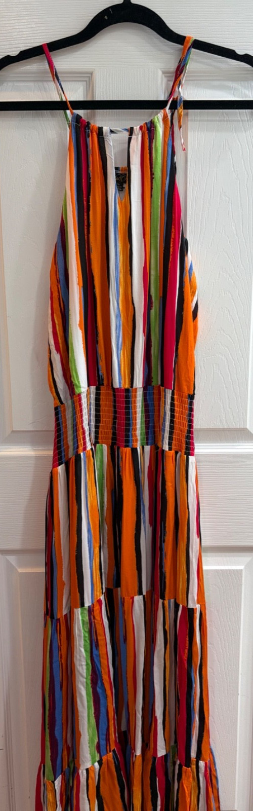 New Petal Roz Maxi Dress Tiered Adjustable Tie Sleeveless Stripes Long Large