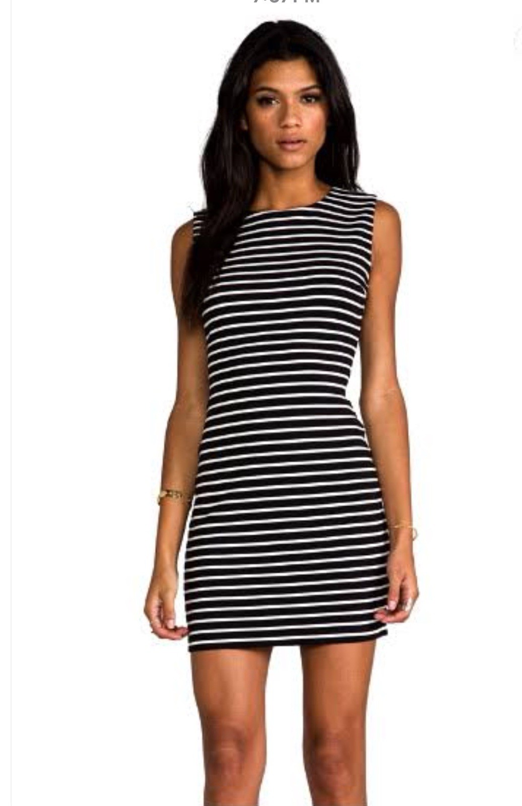 JUICY COUTURE FITTED STRIPE PONTE DRESS Expose Zipper Bodycon Mini BLACK ANGEL S