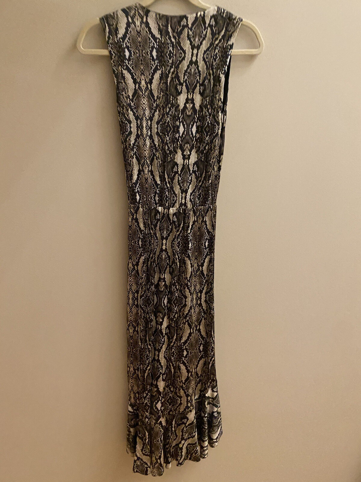 Dress V-neck Ruched Snake Print Midi Cocktail Dress New XXS