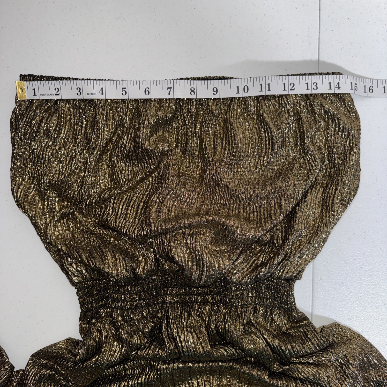 Gianni Bini Gold Metallic Strapless Maxi Cocktail Dress Size Medium Party Club